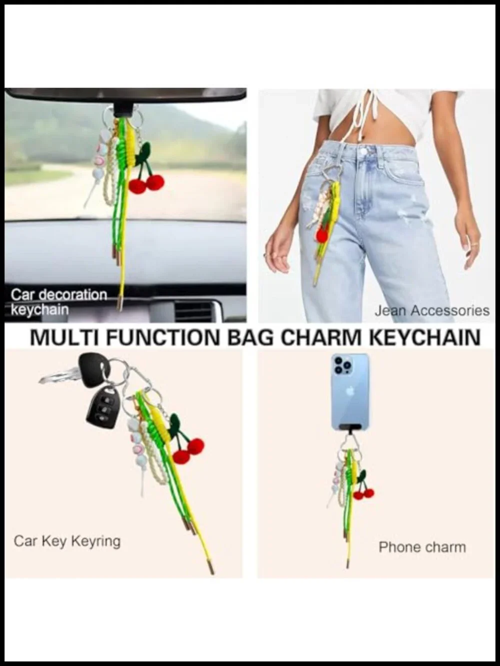 Bag Charms Purse Charm for Handbags & Tote Bags, Cute Keychain Set